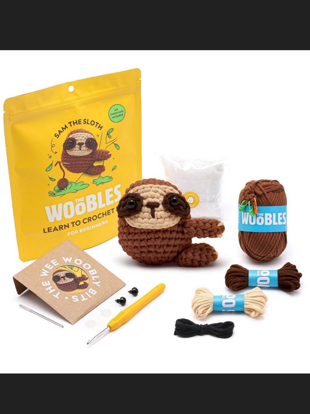 Woobles Sam the Sloth Crochet Kit - Brown